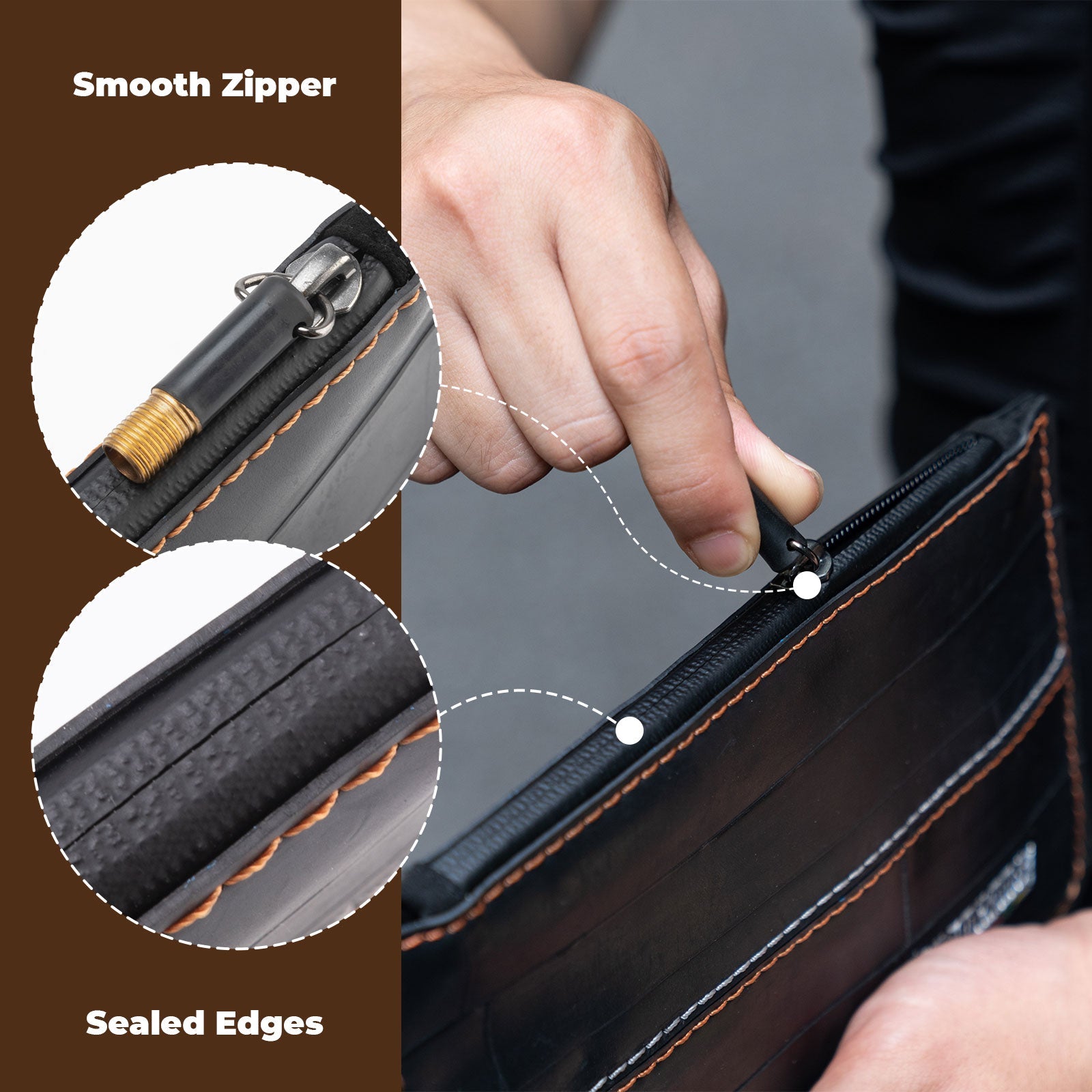 ROAD TO SKY Recycled Tire Bike Wallet - 0.7L
